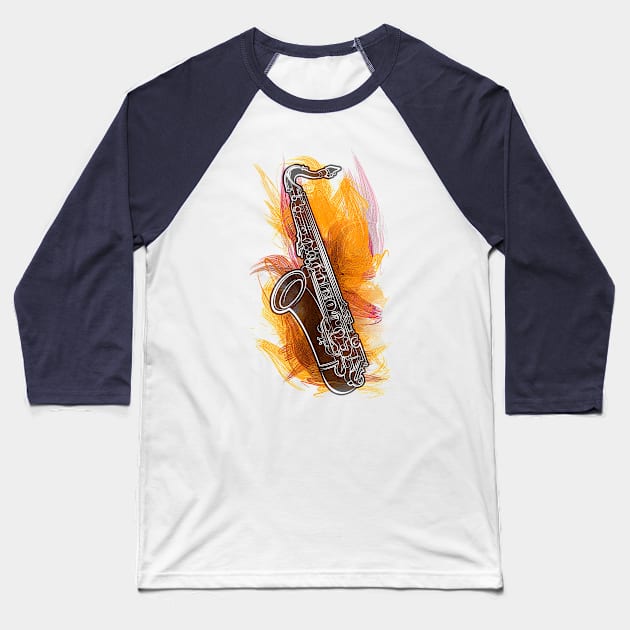 Sax Craze Baseball T-Shirt by Peter Awax